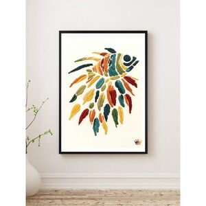 Royal Ink Smith Abstract Fish Embroidered Canvas Print Wall Art 12x16 Multicolor
